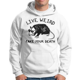 Live Weird Fake Your Death Opossum Ugly Cats Retro Vintage V2 Hoodie - Seseable