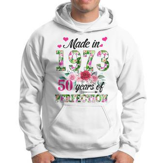 Made In 1973 Floral 50 Year Old 50Th Birthday Gifts Women Hoodie - Seseable