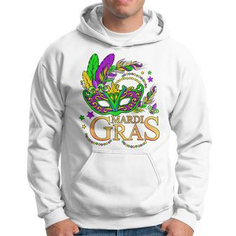 Mardi Gras Squad 2023 Beads Mask Feathers Party Men Women Hoodie - Seseable