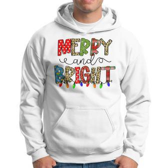 Merry And Bright Funny Family Matching Christmas Outfit Men Hoodie Graphic Print Hooded Sweatshirt - Seseable