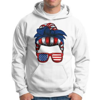 Messy Bun American Flag 4Th Of July Patriotic Mom Gift For Womens Hoodie | Mazezy AU