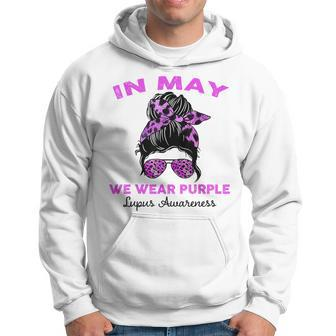 Messy Bun In May We Wear Purple Lupus Awareness Month Hoodie | Mazezy DE