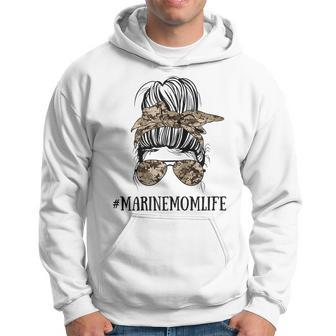 Messy Bun Life Of A Mom Of A Marine Mothers Day Military Gift For Womens Hoodie