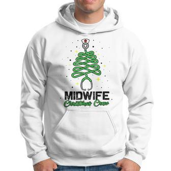 Midwife Christmas Crew Cute Christmas Tree Xmas Lights Nurse Men Hoodie Graphic Print Hooded Sweatshirt - Seseable
