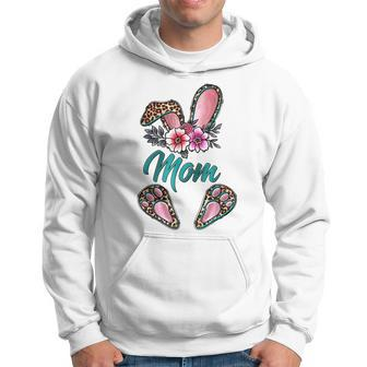 Mom Bunny Ears Easter Day Cute Leopard Print Floral Hoodie | Mazezy
