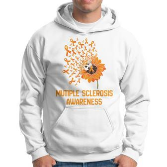 Multiple Sclerosis Awareness Orange Ribbon Sunflower Women Hoodie - Seseable