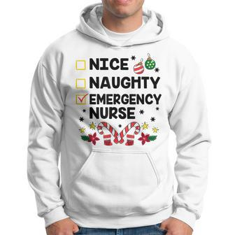 Nice Naughty Emergency Nurse Funny Christmas Santa Checklist Men Hoodie Graphic Print Hooded Sweatshirt - Seseable