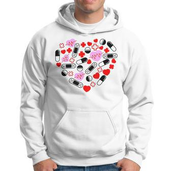 Nurse Valentines Day Valentine Er Icu Nicu Rn Nurses Women Men Hoodie Graphic Print Hooded Sweatshirt - Seseable