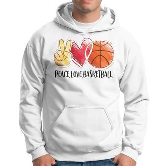 Peace Love Basketball V2 Men Hoodie Graphic Print Hooded Sweatshirt - Seseable