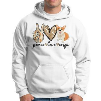 Peace Love Corgi Cute Dog Mom Mothers Day Gift Corgi Lover Hoodie - Thegiftio UK