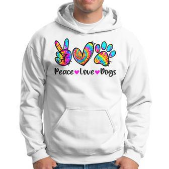 Peace Love Dogs Tie Dye Dog Paw Dog Mom Cute Mothers Day Hoodie | Mazezy