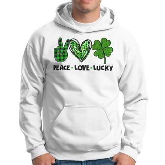 Peace Love Luck Lucky Clover Shamrock St Patricks Day Hoodie - Seseable