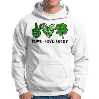 Peace Love Luck Lucky Clover Shamrock St Patricks Day Hoodie - Thegiftio