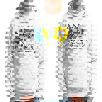 Peace Love T21 Down Syndrome Leopard Peace Sign & Sunflower Hoodie | Mazezy
