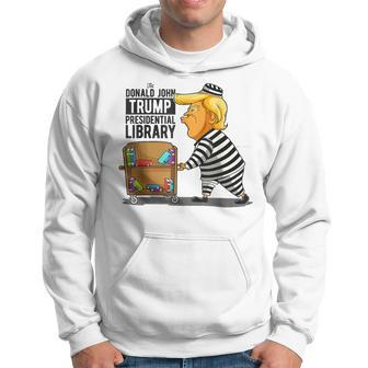 Prison Trump Presidential Library Funny Anti Trump Men Hoodie Graphic Print Hooded Sweatshirt - Thegiftio UK