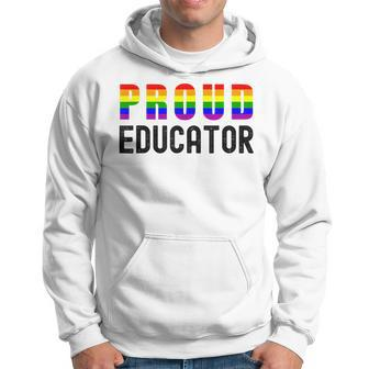 Proud Educator Gay Teacher Gay Educator Queer Educator Men Hoodie Graphic Print Hooded Sweatshirt - Seseable