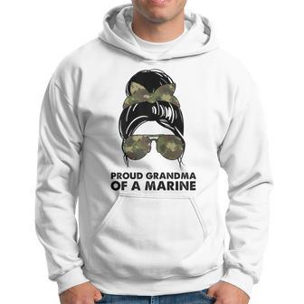 Proud Grandma Of A Marine Messy Bun Camouflage Military Cute Gift For Womens Hoodie | Mazezy