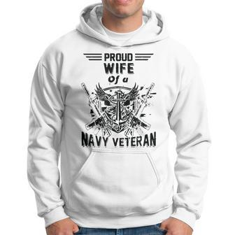 Proud Wife Of A Navy Veteran American Flag Military Gift Hoodie | Mazezy