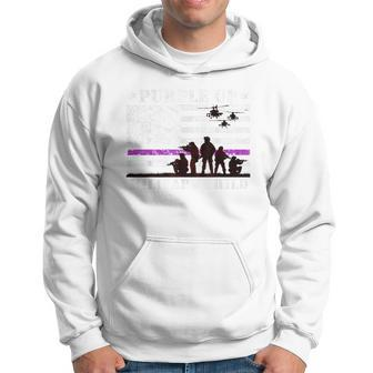 Purple Up For Military Kids Child Month Us Flag Hoodie | Mazezy