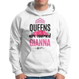 Queens Are Named Gianna Pink Flower Custom Name B-Day Men Hoodie - Thegiftio UK