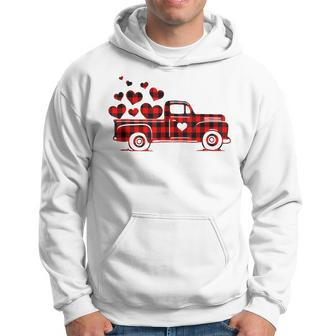 Red Plaid Truck Happy Valentines Day 2023 Couple Matching Hoodie - Seseable