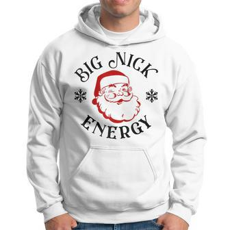 Retro Groovy Big Nick Santa Energy Christmas Funny Raglan Men Hoodie Graphic Print Hooded Sweatshirt - Seseable