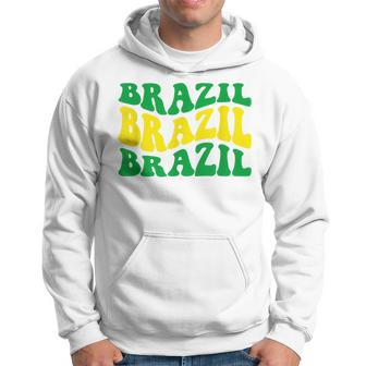 Retro Groovy Brazil National Pride Football Fans Flag V3 Men Hoodie - Thegiftio UK