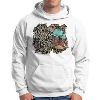 Retro Leopard Boot Blame It All On My Root Western Cowgirls Hoodie - Seseable