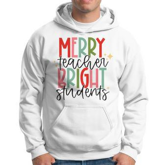 Retro Merry Teacher Bright Students Funny Christmas Teacher Men Hoodie Graphic Print Hooded Sweatshirt - Thegiftio UK
