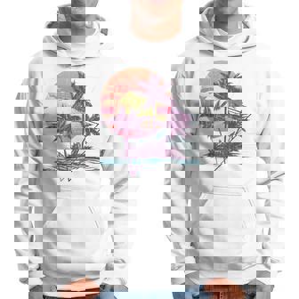 Retro Palm Trees Beach Sunset Tropical Summer Hoodie | Mazezy