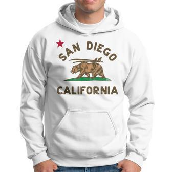 San Diego California Beach Flag Bear Surf Ca Vintage Hoodie | Mazezy