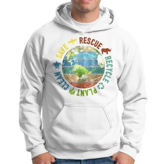 Save Bees Rescue Animals Recycle Plastics Earth Day Vintage Hoodie | Mazezy