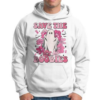 Save The Boobies Ghost Breast Cancer Halloween Men Hoodie Graphic Print Hooded Sweatshirt - Thegiftio UK