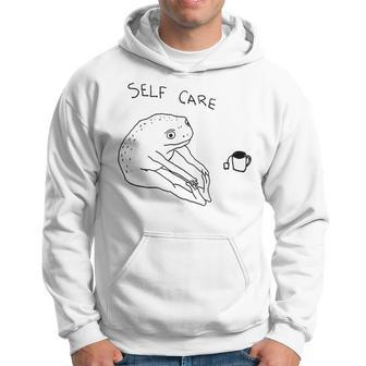 Self Care | Frog Drinking Tea Hoodie | Mazezy