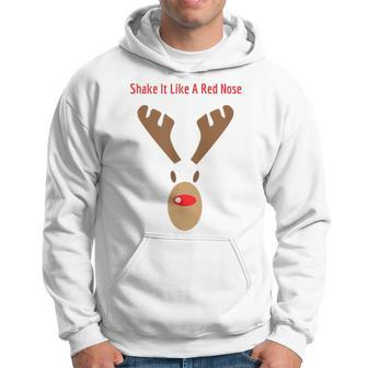 Shake It Like A Red Nose Reindeer | Funny Holiday T Men Hoodie Graphic Print Hooded Sweatshirt - Seseable