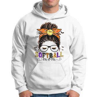 Softball Mom Halloween Messy Bun Women Softball Lovers Men Hoodie - Thegiftio