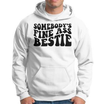Somebodys Fine Ass Bestie Retro Wavy Groovy Funny Gifts Hoodie - Seseable