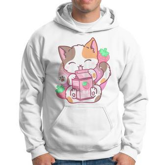 Strawberry Shake Strawberry Milk Cat Kawaii Neko Anime Hoodie - Seseable