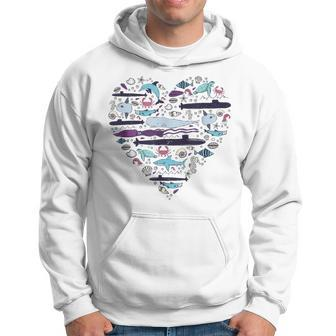 Submarine Heart Sea Men Hoodie Graphic Print Hooded Sweatshirt - Seseable