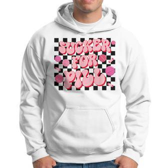 Sucker For Pill Pharmacy Tech Funny Valentines Day Checkered Hoodie - Seseable