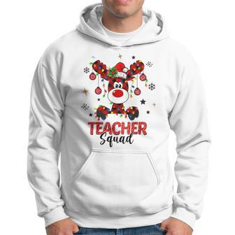 Teacher Squad Reindeer Funny Teacher Christmas Lights Xmas V5 Men Hoodie Graphic Print Hooded Sweatshirt - Thegiftio UK