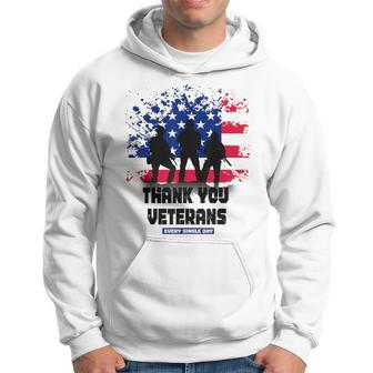 Thank You Veterans American Flag Distress Proud Military Men Hoodie - Thegiftio UK