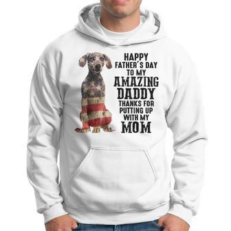 Us Flag Weimaraner Dad Happy Fathers Day To My Amazing Daddy Hoodie - Seseable