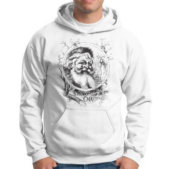 Vintage Christmas Santa Claus Face Old Fashioned Vintage Art Men Hoodie Graphic Print Hooded Sweatshirt - Seseable