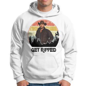 Vintage Cowboy Get Ripped Western Country Music Rodeo Dad Hoodie | Mazezy