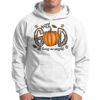 With God All Things Are Possible Fall Pumpkins Leopard Hoodie - Seseable
