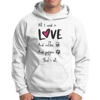 Womens Coffee And Dogs Funny Coffee And Puppy Lover Men Hoodie Graphic Print Hooded Sweatshirt - Seseable