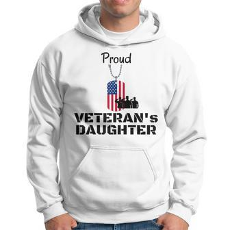 Womens Proud Veterans Daughter - Veteran Army Military Family Gift Men Hoodie Graphic Print Hooded Sweatshirt - Seseable