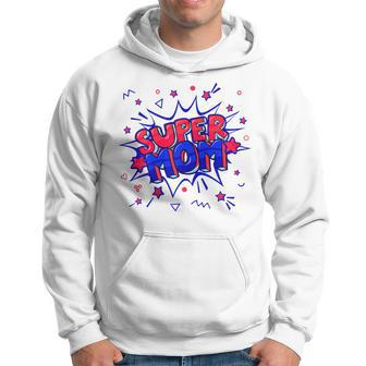 Womens Super Mom In Red And Blue For Mothers Day Or Birthday - Mom Men Hoodie Graphic Print Hooded Sweatshirt - Seseable