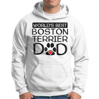 Worlds Best Boston Terrier Dad Dog Owner Paw Print Gift For Mens Hoodie | Mazezy
